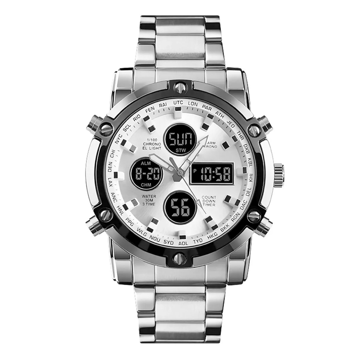 SKMEI - Reloj Elegante Skmei Hombre Digital Correa Acero Inoxidable