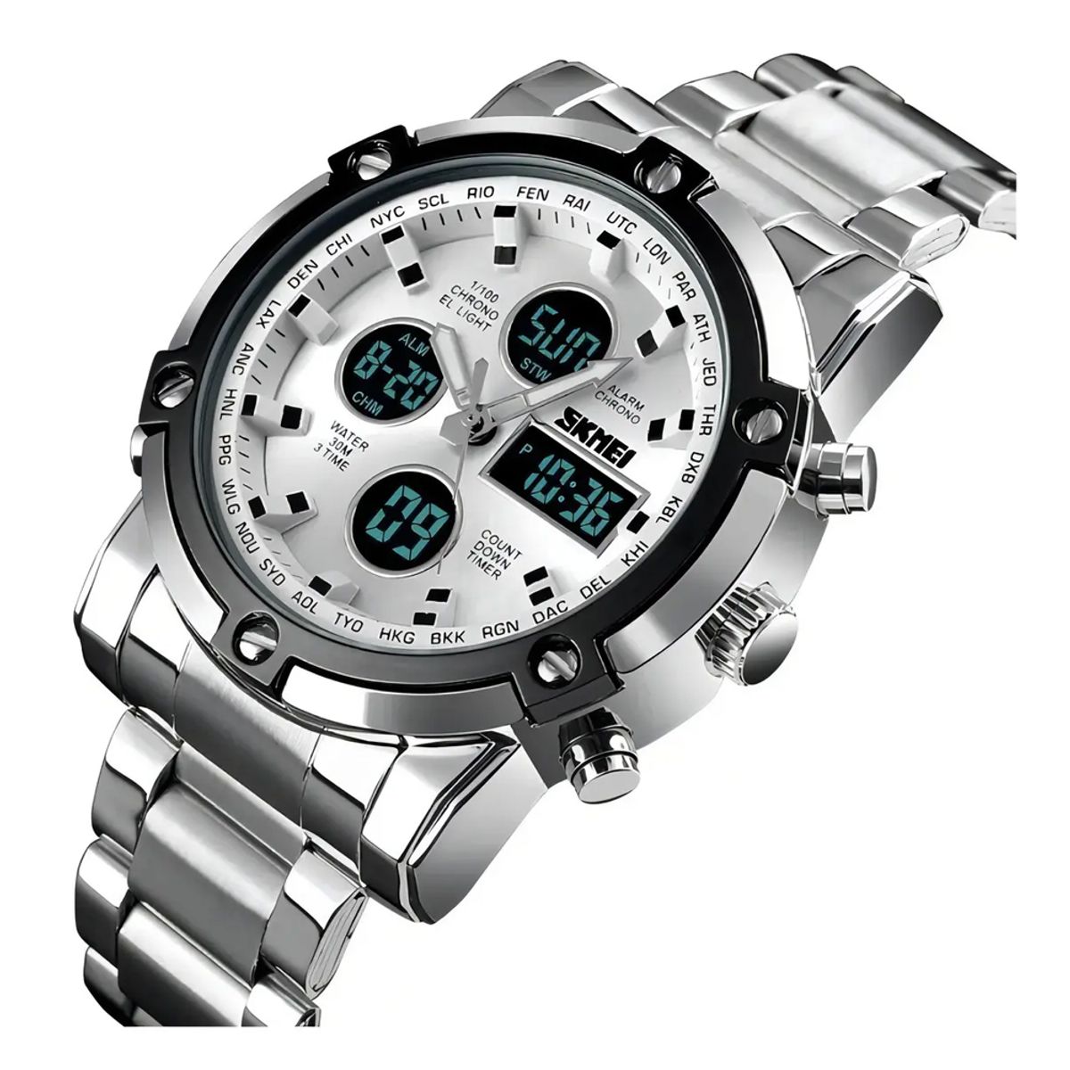 SKMEI - Reloj Elegante Skmei Hombre Digital Correa Acero Inoxidable