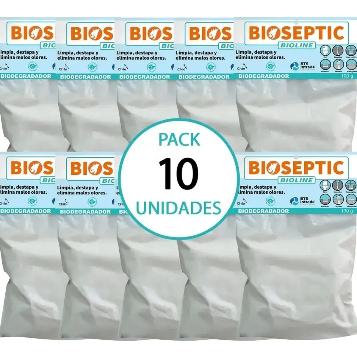 Bioseptic 100 Gr Pack 10 Und -bacterias Fosas Septicas, marca METALFER - Foto 2