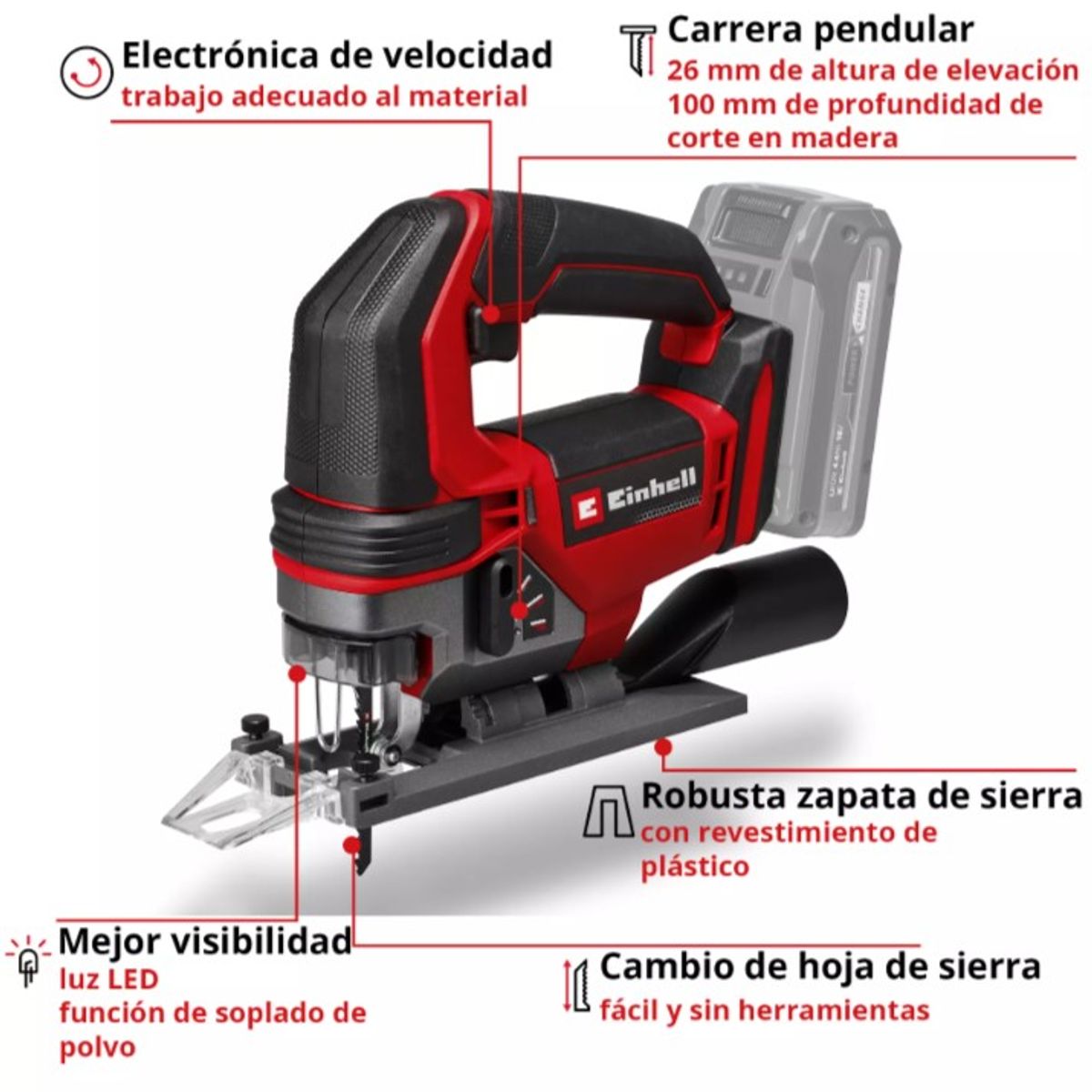 EINHELL - SIERRA CALADORA INALAMBRICA  0-3500 RPM