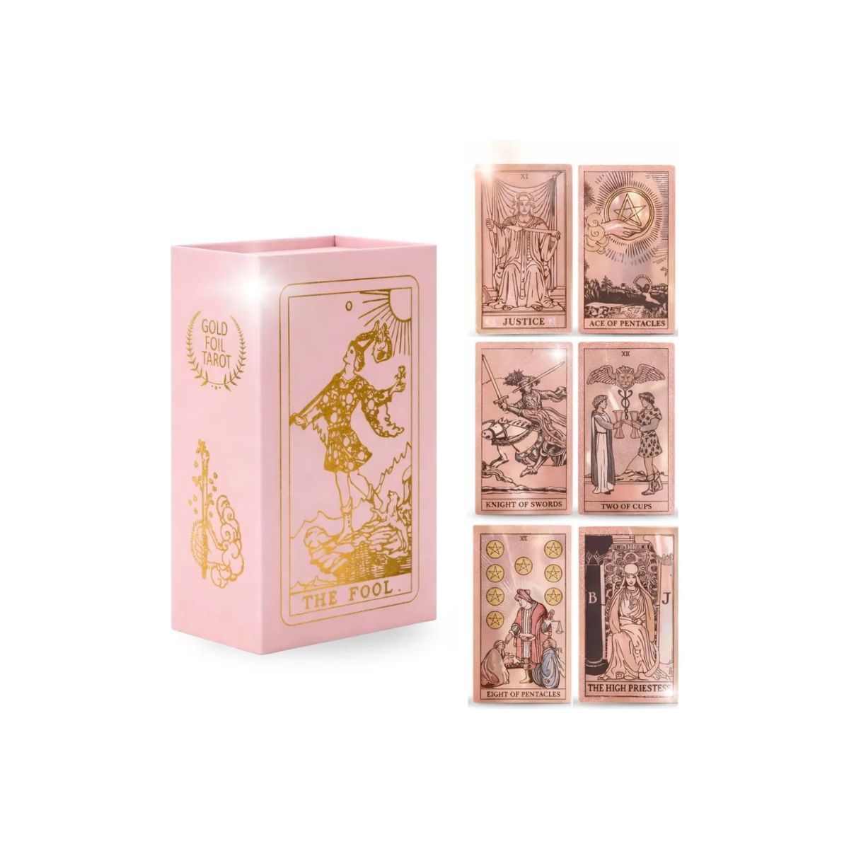 COMPUTECH - Mazo De Tarot Rider-waite 78 Cartas Edición Rose Gold - Premium Con Caja - Cartas Impermeables