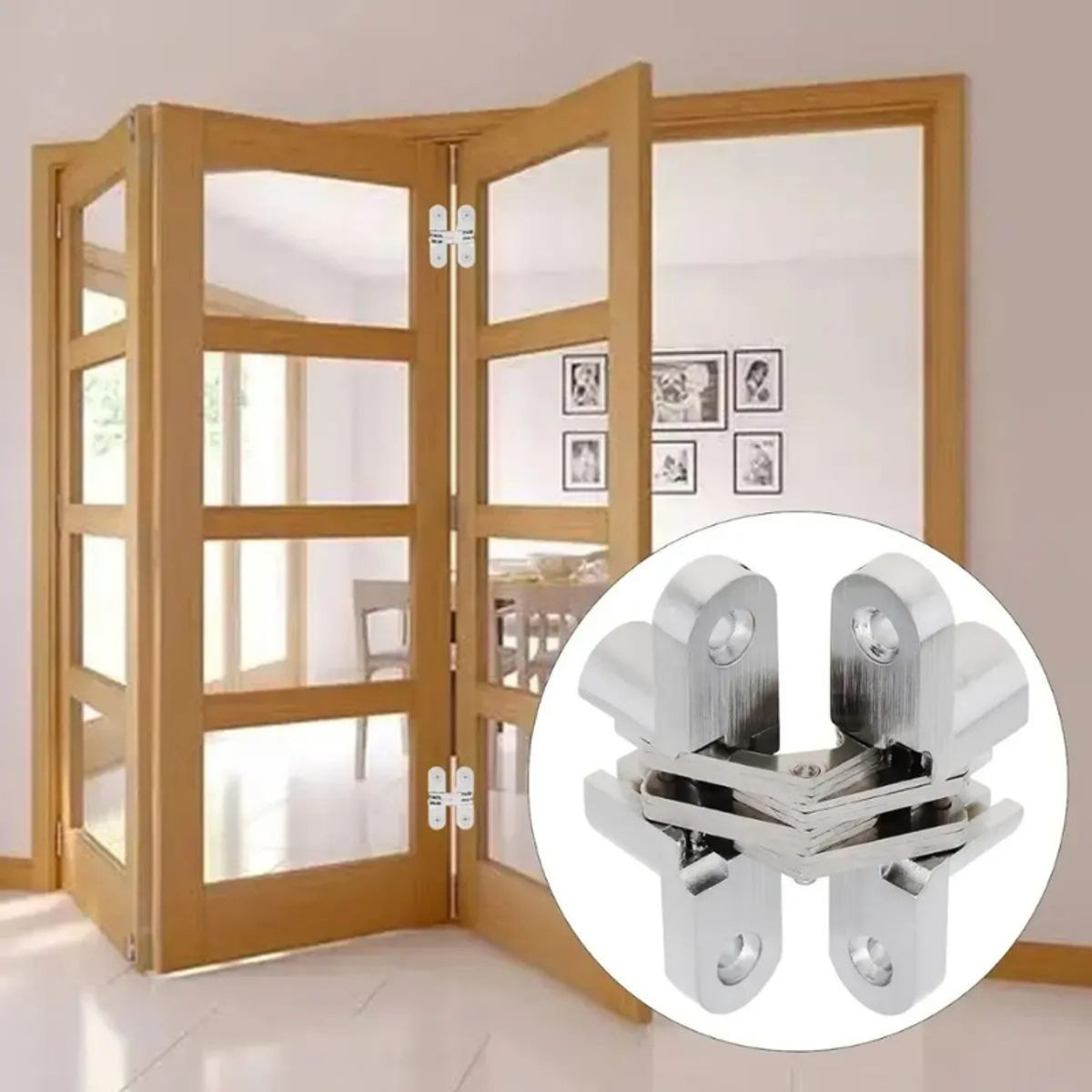 GENERICO - Bisagra diseño Oculta Invisible Para Puerta Cromo Madera Metal 1pcs