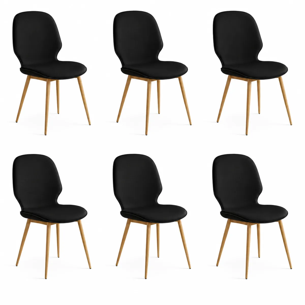 GENERICO - Pack 6 Sillas De Comedor Modelo Fiori Ecocuero