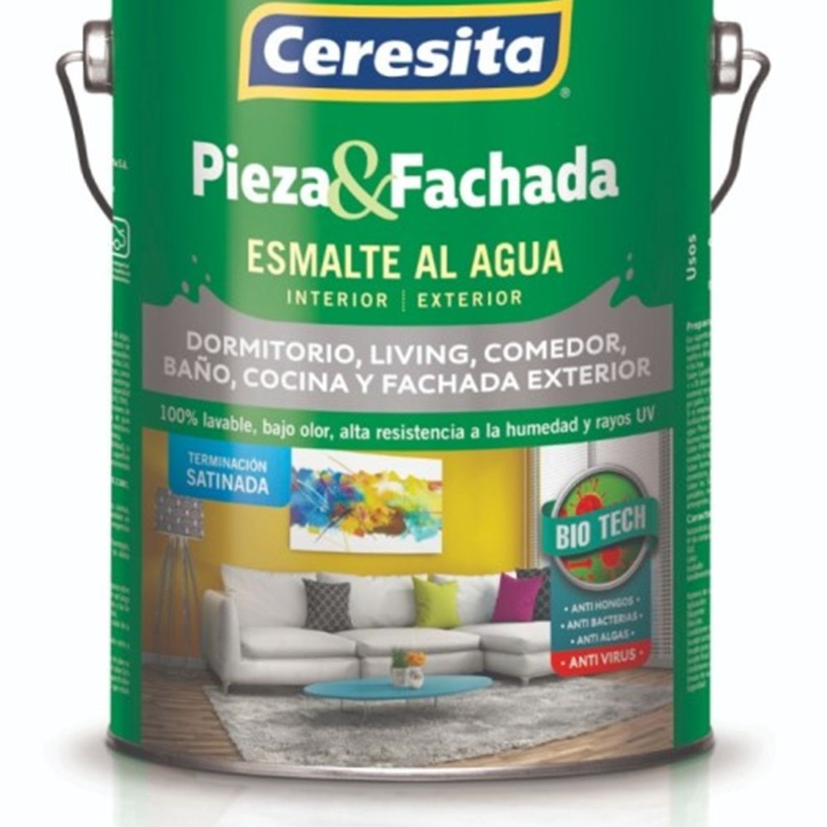 CERESITA - Esmalte al agua Pieza y Fachada Ceresita Satinada Blanco Gl