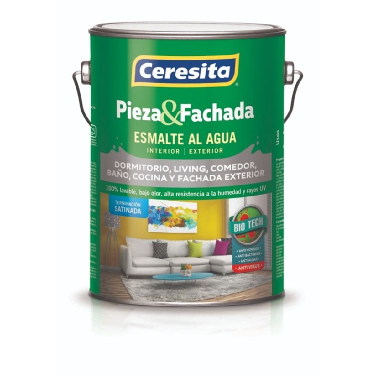 CERESITA - Esmalte al agua Pieza y Fachada Ceresita Satinada Blanco Gl