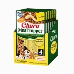 INABA - Churu Dog Meal Topper Pollo y Zapallo 14g x4 - Pack 6 Unidades