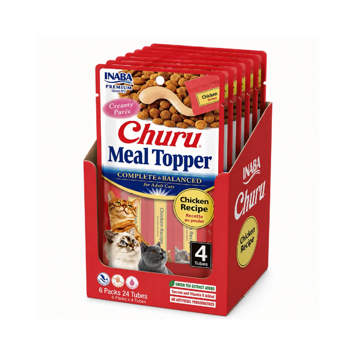 INABA - Churu Cat Meal Topper Pollo 14g x4 - Pack 6 Unidades