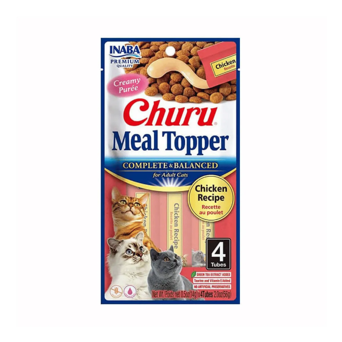 INABA - Churu Cat Meal Topper Pollo 14g x4 - Pack 6 Unidades