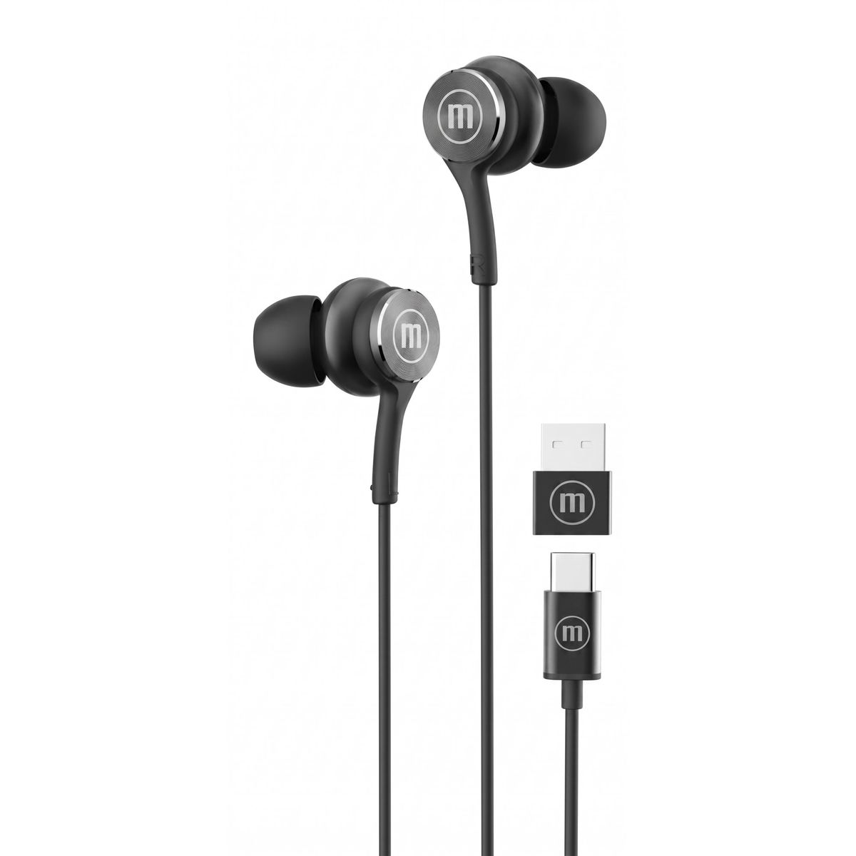 MAXELL - Audífonos Maxell XC1 Tipo C Con Adaptador Usb Negro