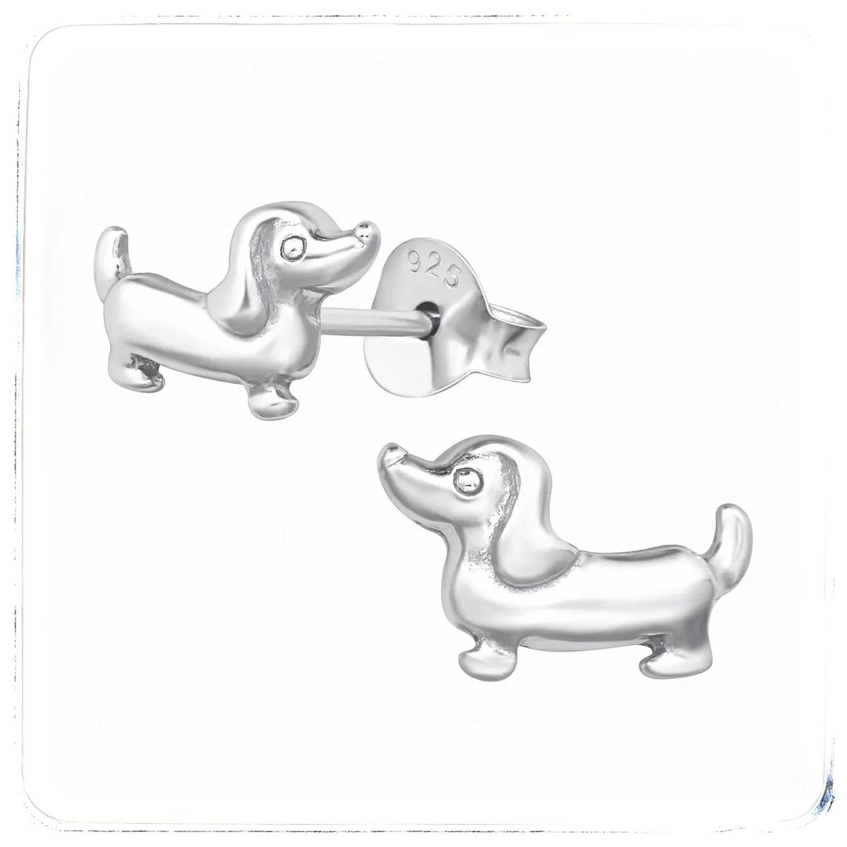 GENERICO - Aros perro salchicha plata 925 + cajita