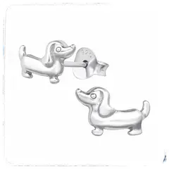 GENERICO - Aros perro salchicha plata 925 + cajita