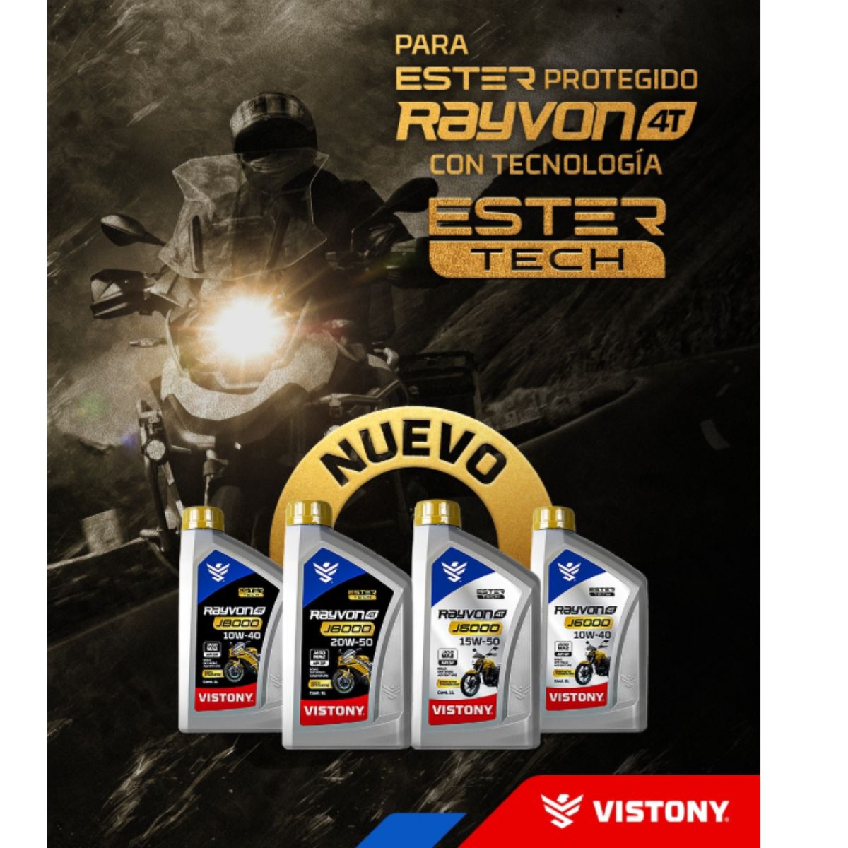 VISTONY - Aceite Moto Vistony Rayvon 4T J8000 10w40 Api Sp Jaso Ma2 1l