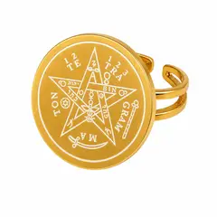 GENERICO - Anillo Ajustable Tetragramaton Dorado Acero Inoxidable