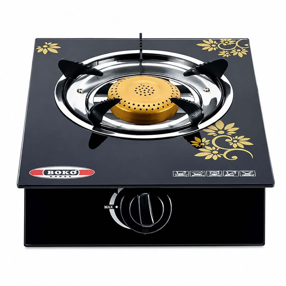 MP - Cocina A Gas De 1 Plato Vidrio Templado Color Negro