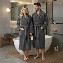 AZ AURAZEUS - Bata De Baño Microfibra Absorbente Suave Unisex Seca Rapido Gris