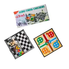 GENERICO - Juego magnético 3 en 1 ludo dama ajedrez