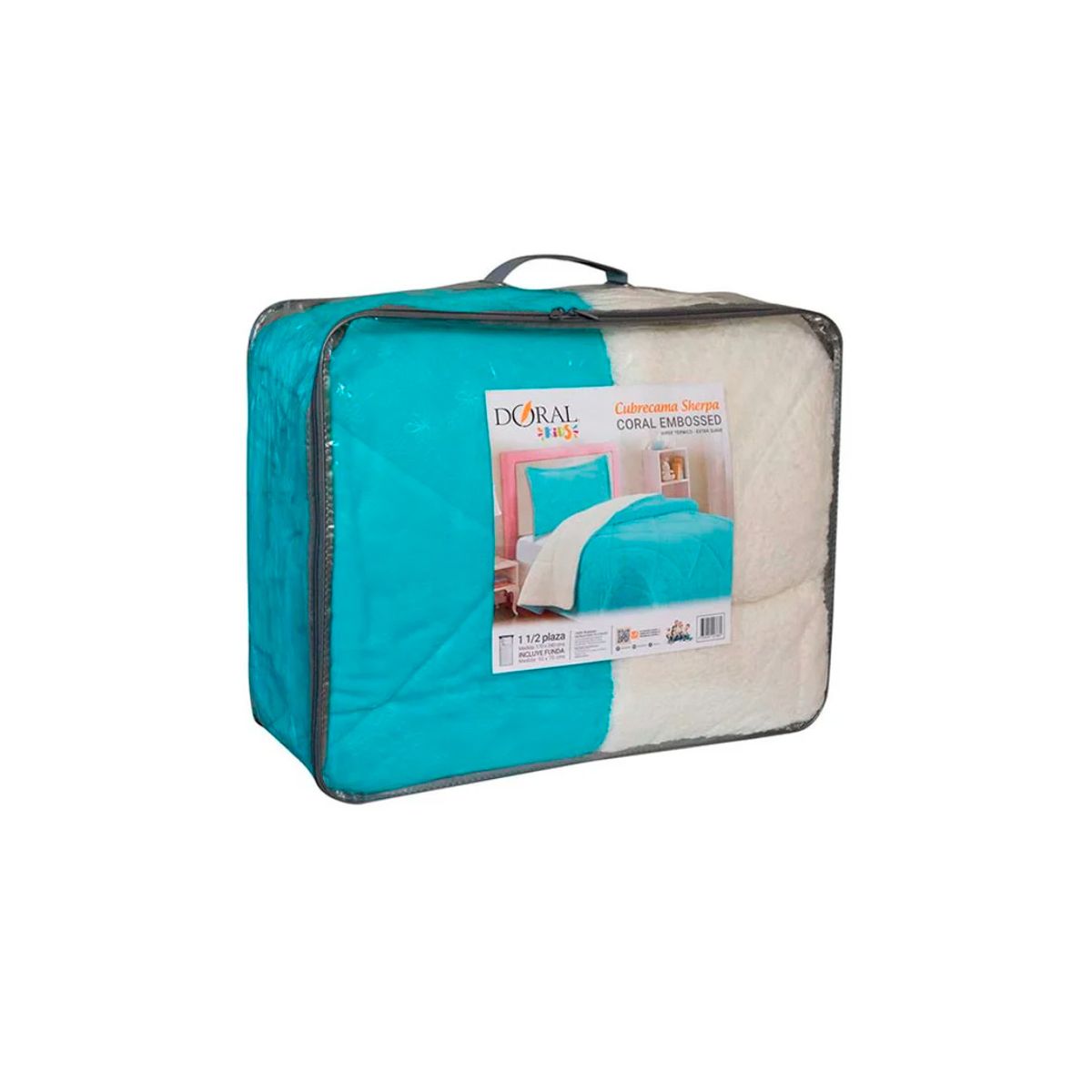 DORAL - CUBRECAMA DORAL SHERPA EMBOSSED KIDS 1.5 PLAZAS celeste
