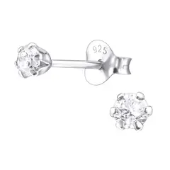 GENERICO - Aros puntos de luz muy pequeños 3 mm Plata 925 circon