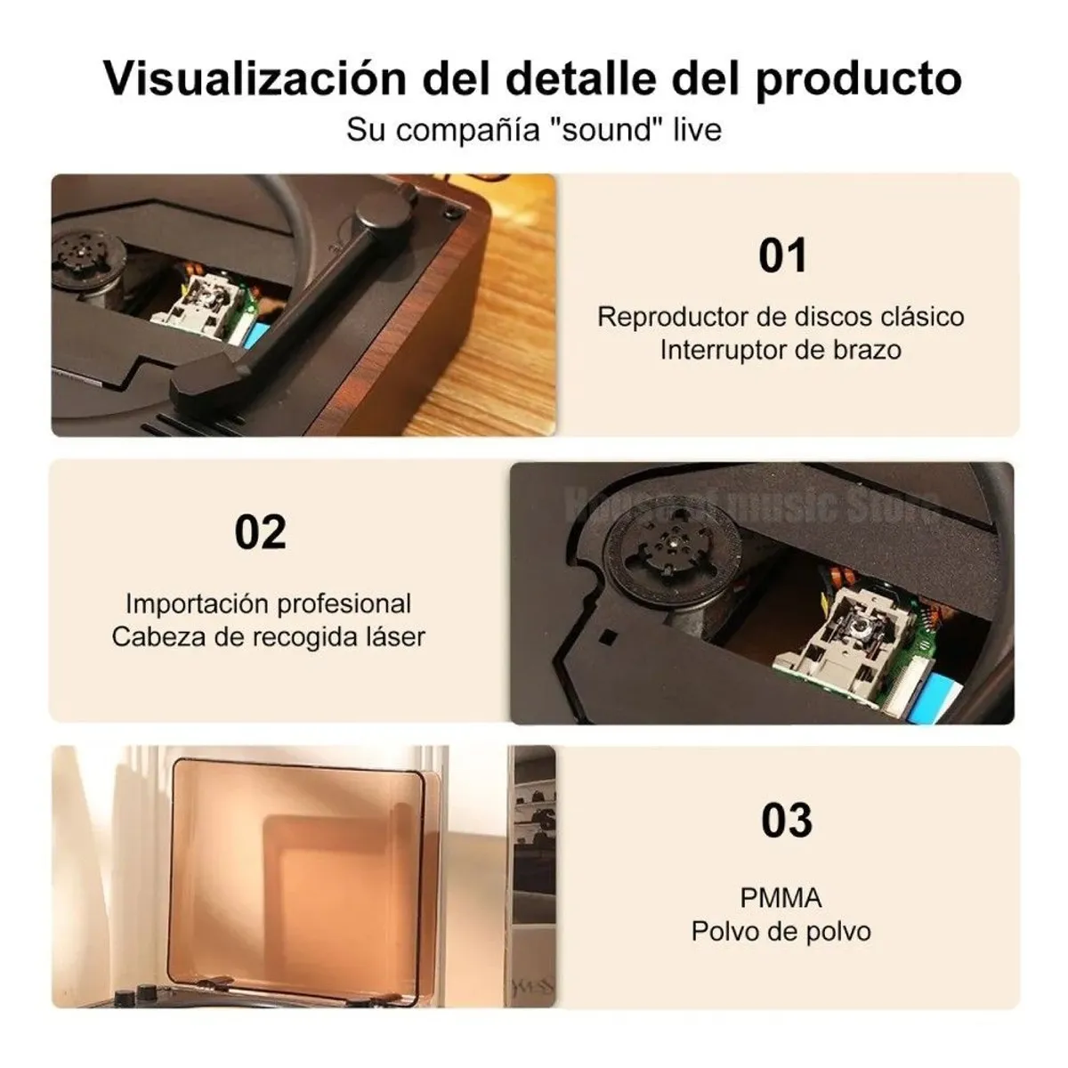 GENERICO - Reproductor Bluetooth De Discos Retro Cd Audio 2000mah