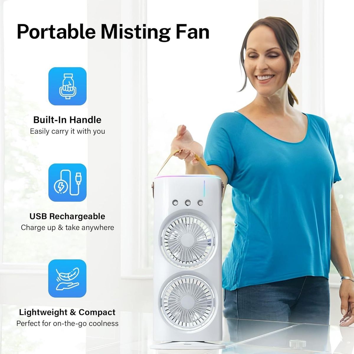 GENERICO - Doble Ventilador De Aire Frío Humidificador Para Escritorio