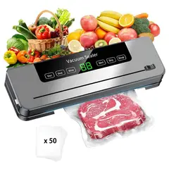 GENERICO - Maquina Selladora Vacío Alimentos 120w 6 En 1 Con 50 Bolsas
