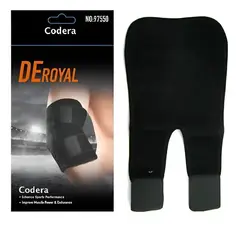 GENERICO - Codera Ortopédica DeRoyal Elástica, Negra Ajustable y con Abertura para Codo