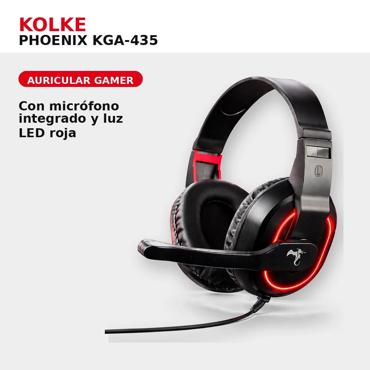 GENERICO - Audifonos Gamer Kolke Phoenix KGA-435 Jack 3.5 mm Con Microfono y Luces Led