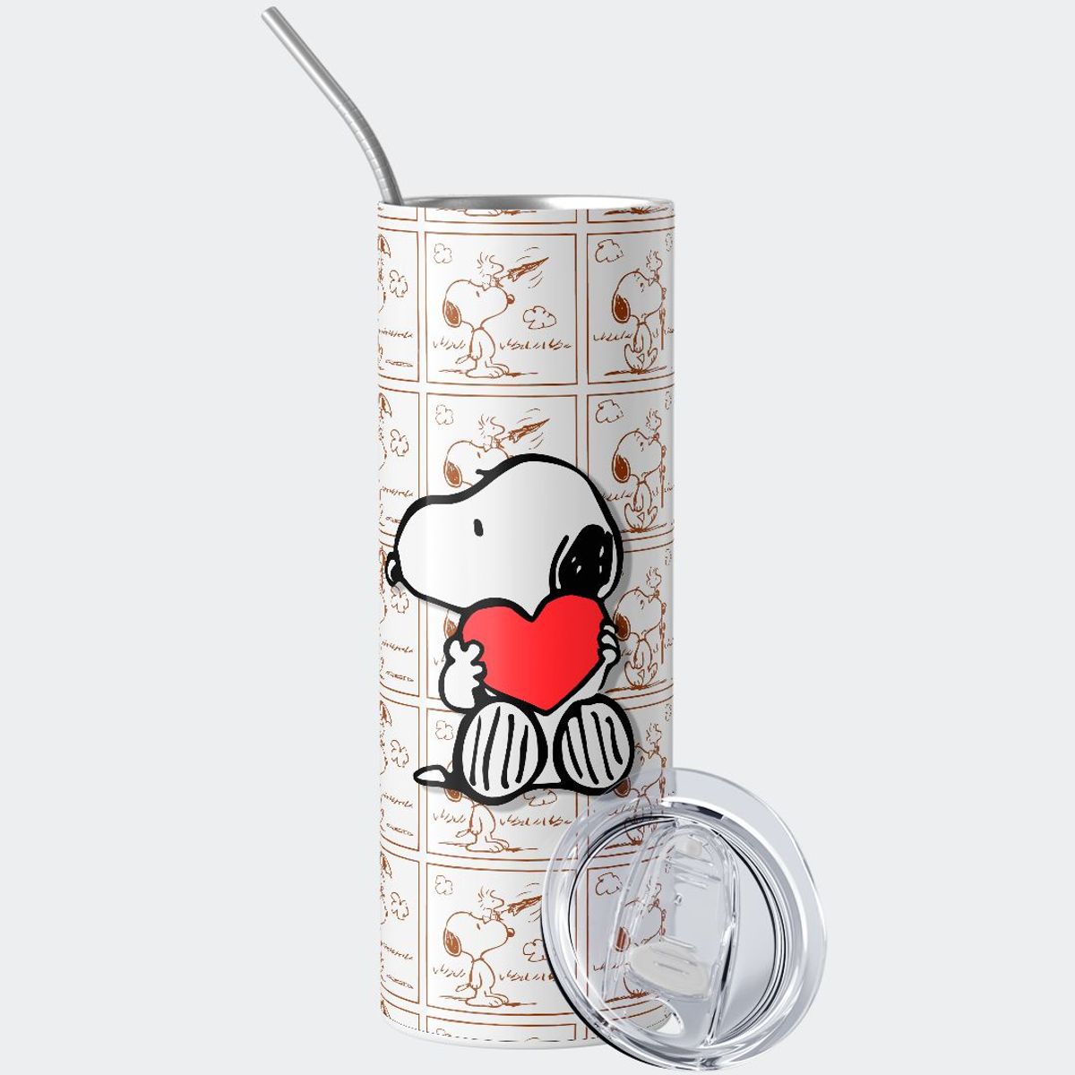 GENERICO - Vaso térmico 600ml - Diseño Snoopy Heart Strip