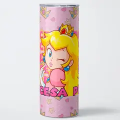 GENERICO - Vaso térmico 600ml - Diseño Princess Peach Pink Pattern