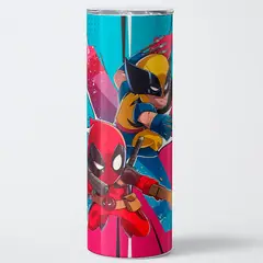 GENERICO - Mug Termo 600ml - Diseño Deadpool & Wolverine Chibi Chaos