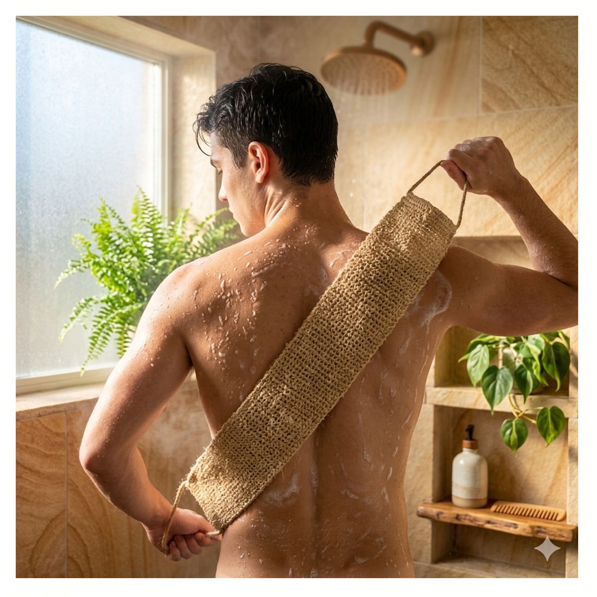 GENERICO - Set de Exfoliación Corporal Natural​ Banda para Espalda y Guante de Sisal