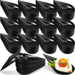 KUANGYE - Cuchara Acrílico Gota Negro Ceviche (paquete 100 Unid)
