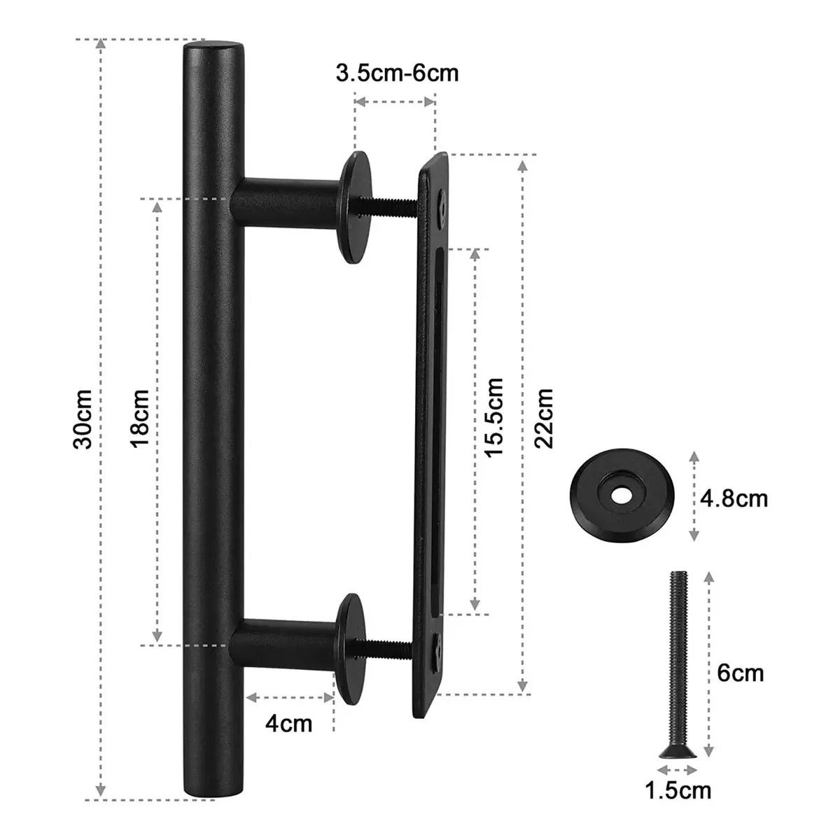 GENERICO - 30cm Manilla Tirador Para Puerta Estilo Granero, Color Negro BELUG