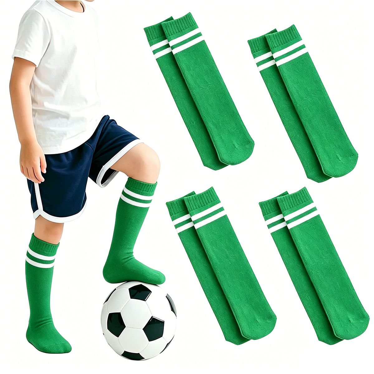 EINICIO - Calcetines De Fútbol A Rayas Para Niños Talla Media 4 Pares
