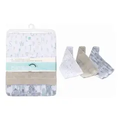 BAMBINO - Pack 3 Tutitos Muselina Algodón Bebé Diseño Abcdario