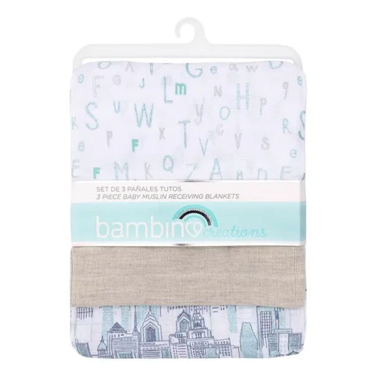 BAMBINO - Pack 3 Tutitos Muselina Bambino Algodón Bebé Diseño Abcdario
