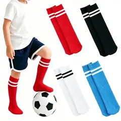 EINICIO - Calcetines De Fútbol A Rayas Para Niños Talla Media 4 Pares-Mezcla De Colores