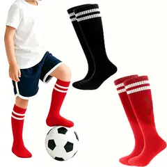 EINICIO - Calcetines De Fútbol A Rayas Para Niños Talla Media 2 Pares-Mezcla De Colores