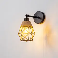 FRANZA - Lámpara de pared retro de cuerda de cáñamo