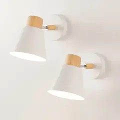 FRANZA - Pack de 2 Lámparas De Pared Blancas Con Ángulo Ajustable Y Conector E27