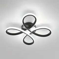 FRANZA - Lámpara De Techo Led Tricolor Variable Negra Con Forma De Trébol De Cuatro Hojas