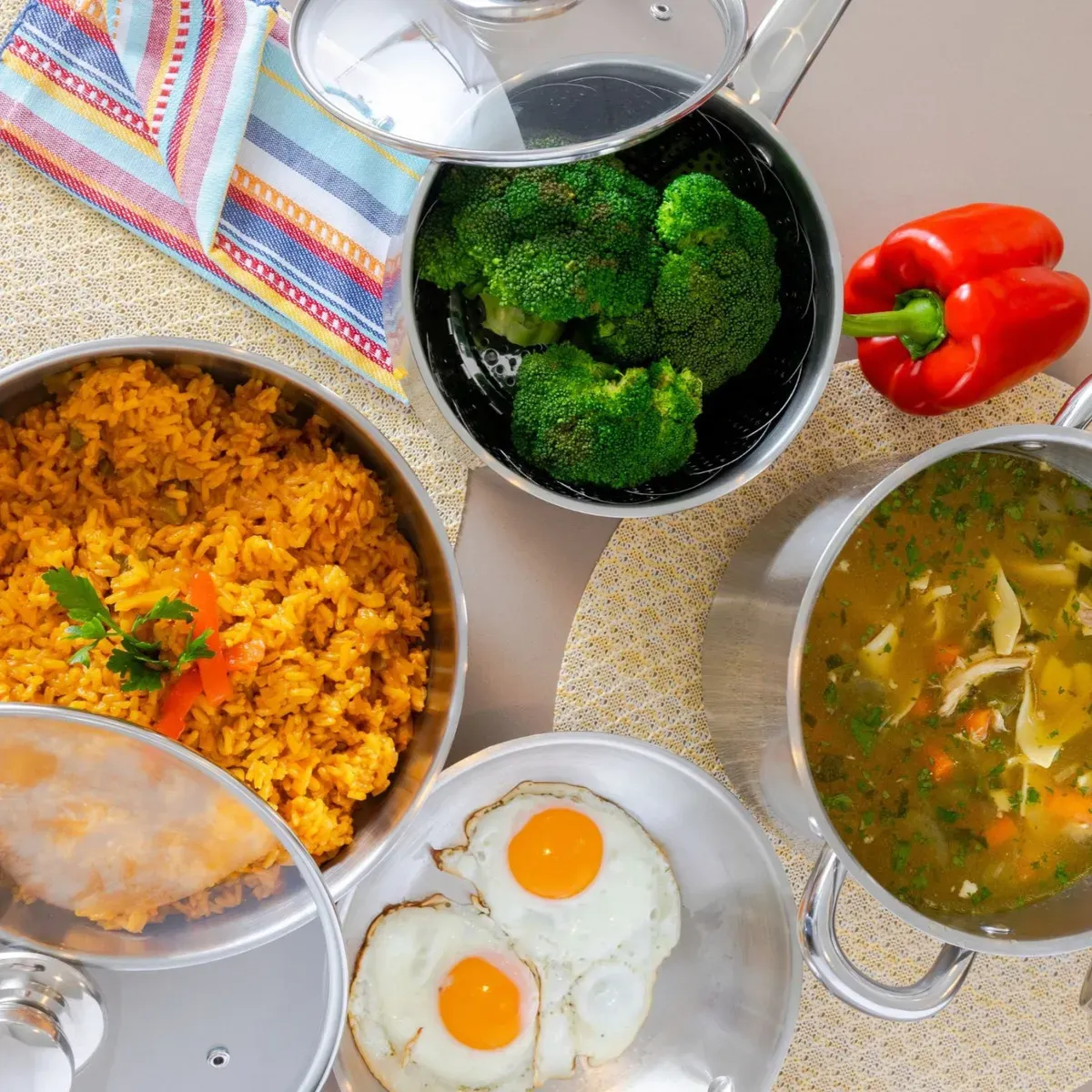 RHOMIE - Batería de Cocina de Acero Inoxidable 8 Piezas con Vaporera e Inducción