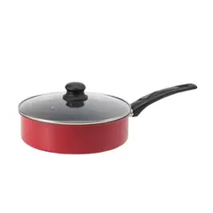 RHOMIE - Sartén Profundo Multiusos 24cm Antiadherente Con Tapa Rojo