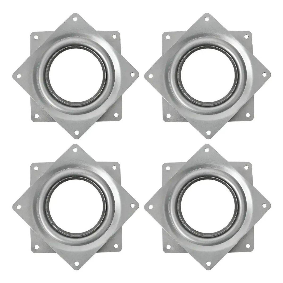 KUANGYE - Pack 4 Base Giratoria Cuadrada 94x94mm Rodamiento De Bolas