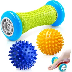 KUANGYE - 3 Masaje Pies Roller Spiky Ball Alivio Dolor Pie Masajeador