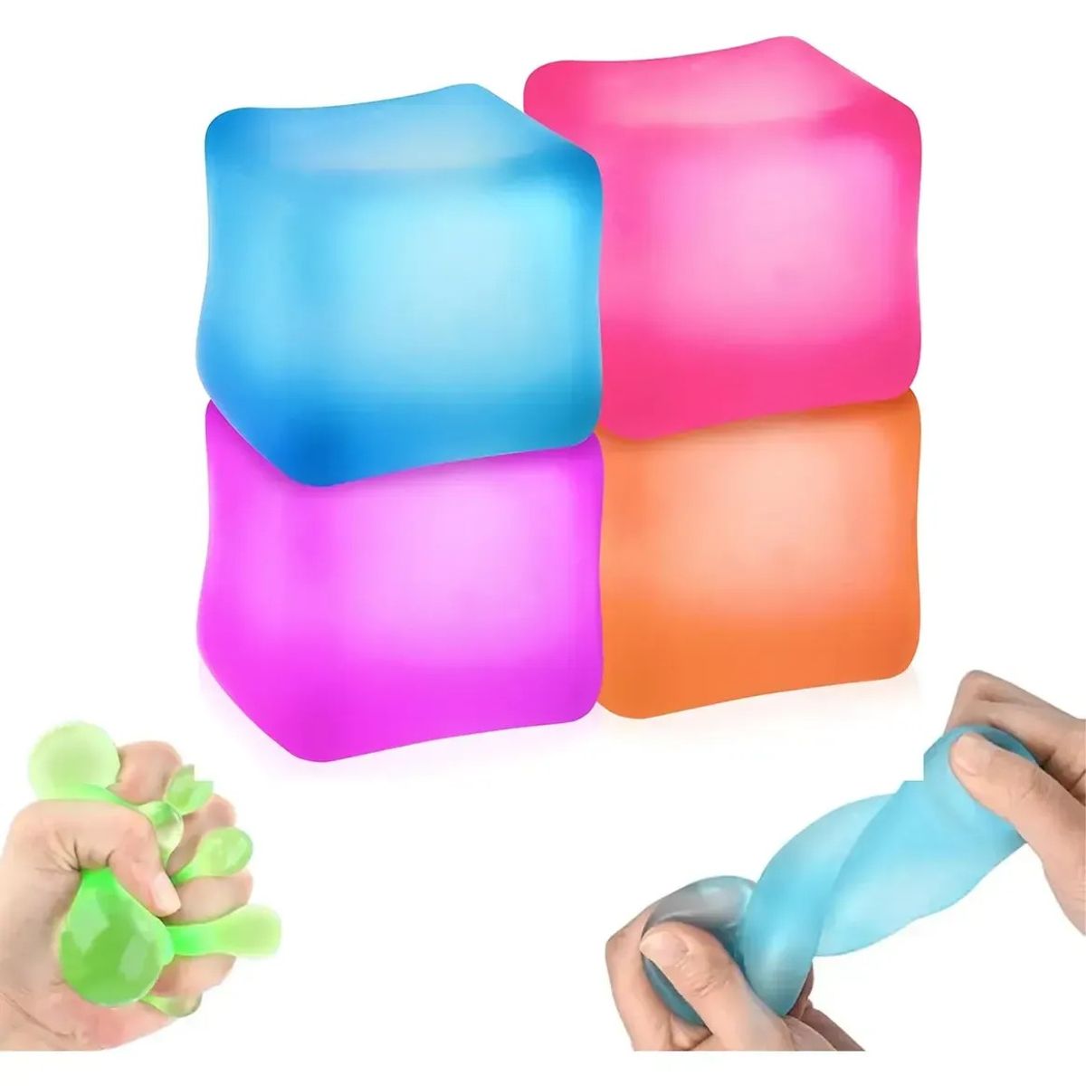 KUANGYE - Squishy Antiestrés Fidget Cubo Silicona Pack 4 Un Sugar Ball