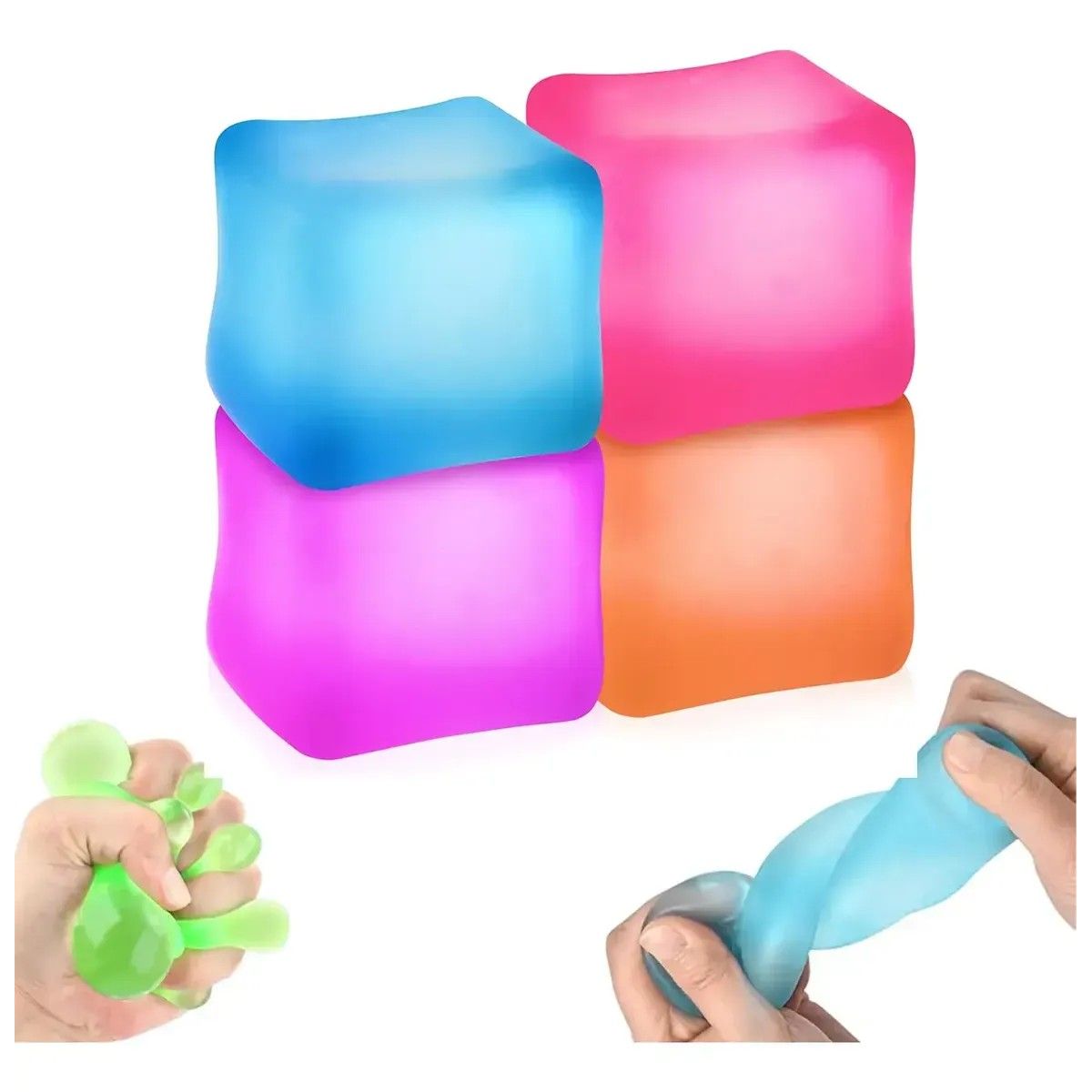 KUANGYE - Squishy Antiestrés Fidget Cubo Silicona Pack 4 Un Sugar Ball