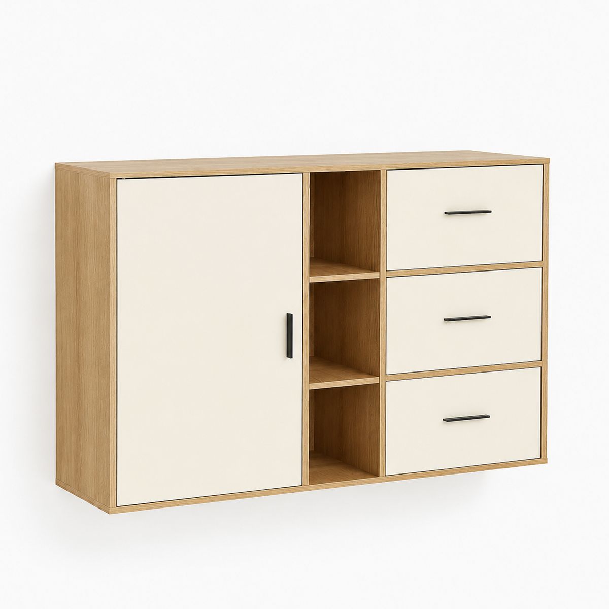 Organizador Multiuso Estante Gabinete Con Puertas Y 3 Cajones Madera 108x17x45cm Diseño Moderno Minimalista, marca GENERICO - Foto Principal