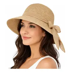 KUANGYE - Sombrero De Verano Playa Mujer Protección Solar Lazo