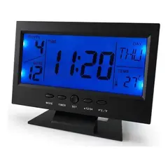 GENERICO - Reloj Despertador Digital Pantalla LCD LED Negro